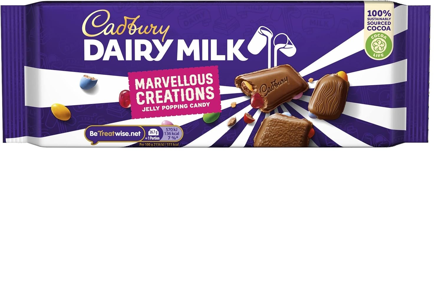 Cadbury Dairy Milk Marvellous Smashables Jelly Popping Candy, Filled Fun Jelly & Popping Candy Pieces, 160 g (Pack of 4)
